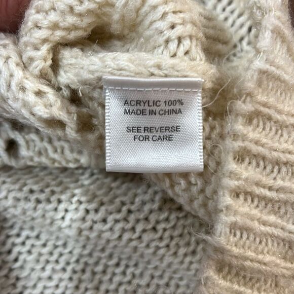 Charlotte Russe Cream Cable Knit Fisherman Y2K Sweater V-Neck Cozy Women’s M - Picture 6 of 7